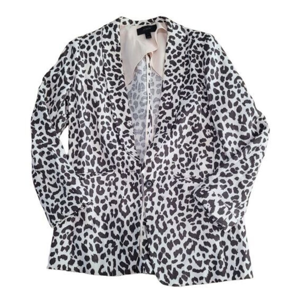 J. Crew Animal Print‎ Blazer Women's Size 2 Black White Career Jacket